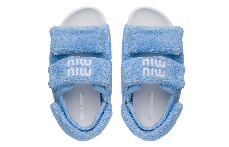(W) MIU MIU Terry Cloth Sandals 'Blue' 圖 6
