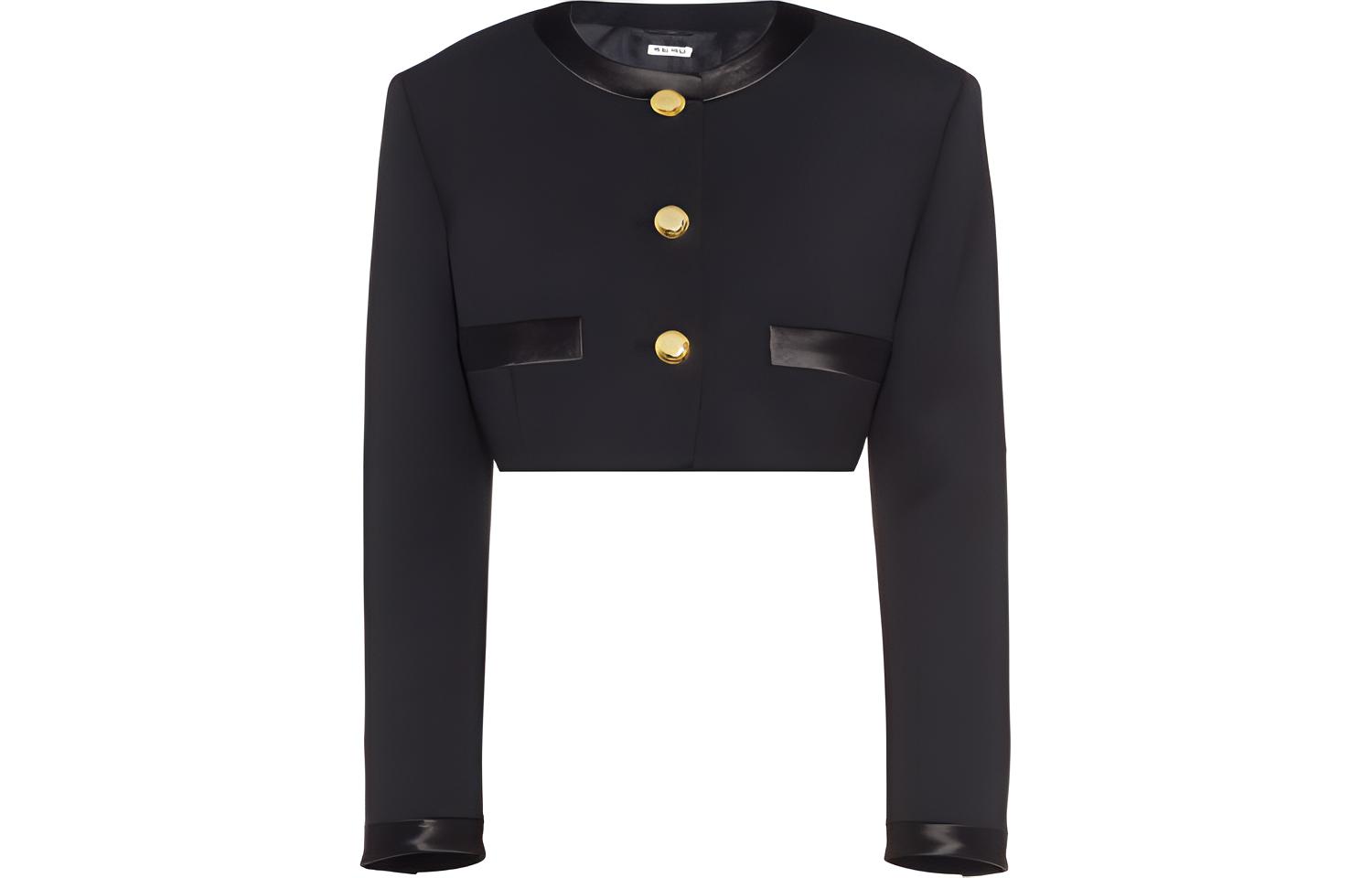 (Women) MIU MIU Textured Cropped Jacket for Women - Black. MH175-81R1-F0002
