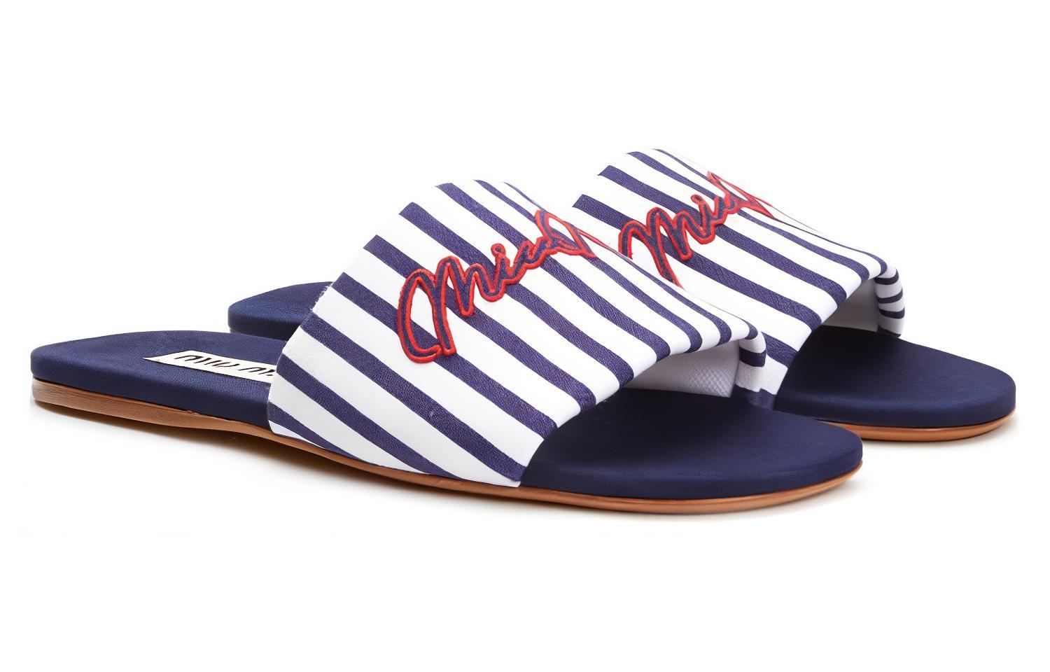 (W) MIU MIU Toe Cap Slide 'Blue White' 圖 3