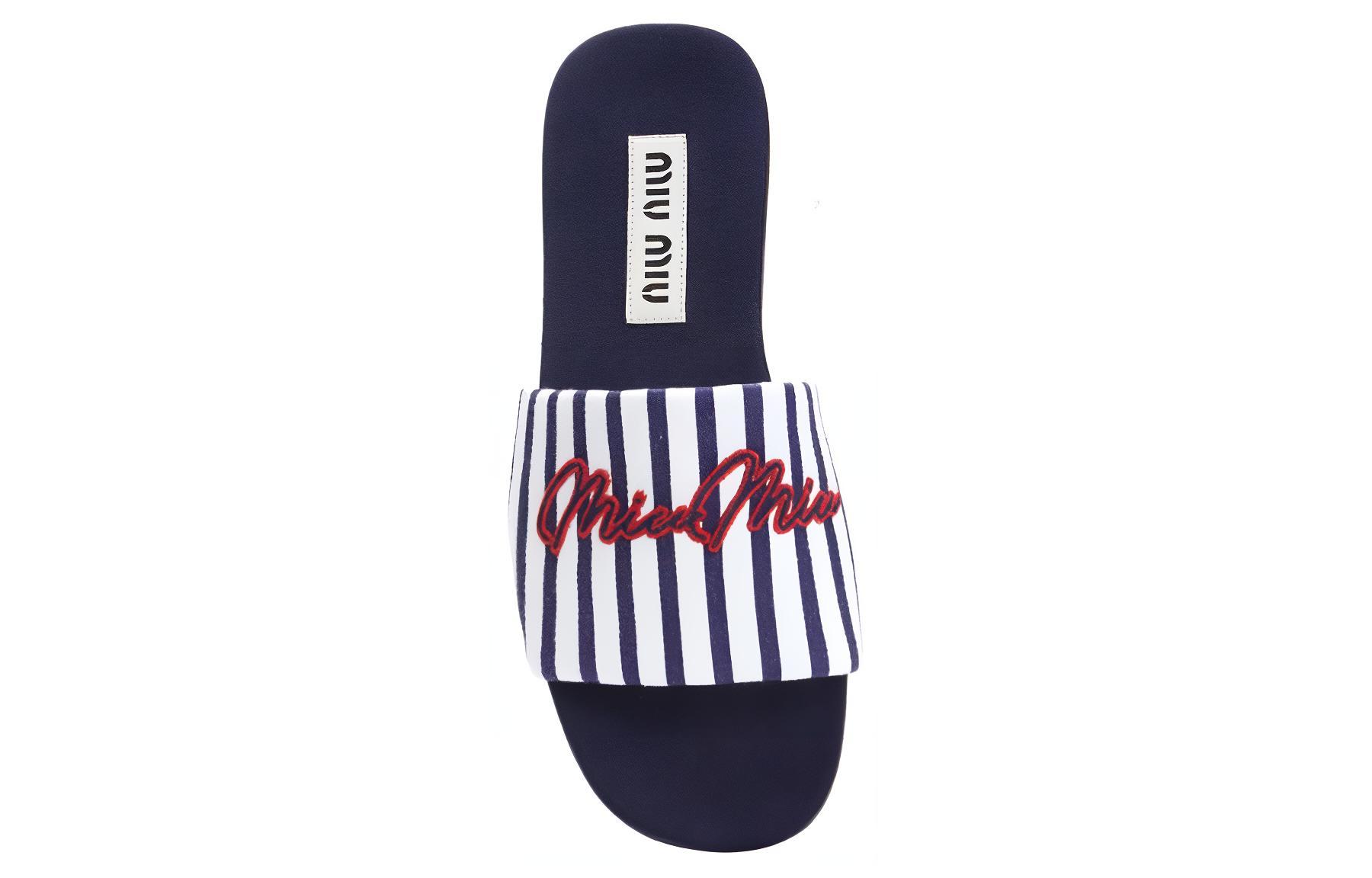 (W) MIU MIU Toe Cap Slide 'Blue White' 圖 5