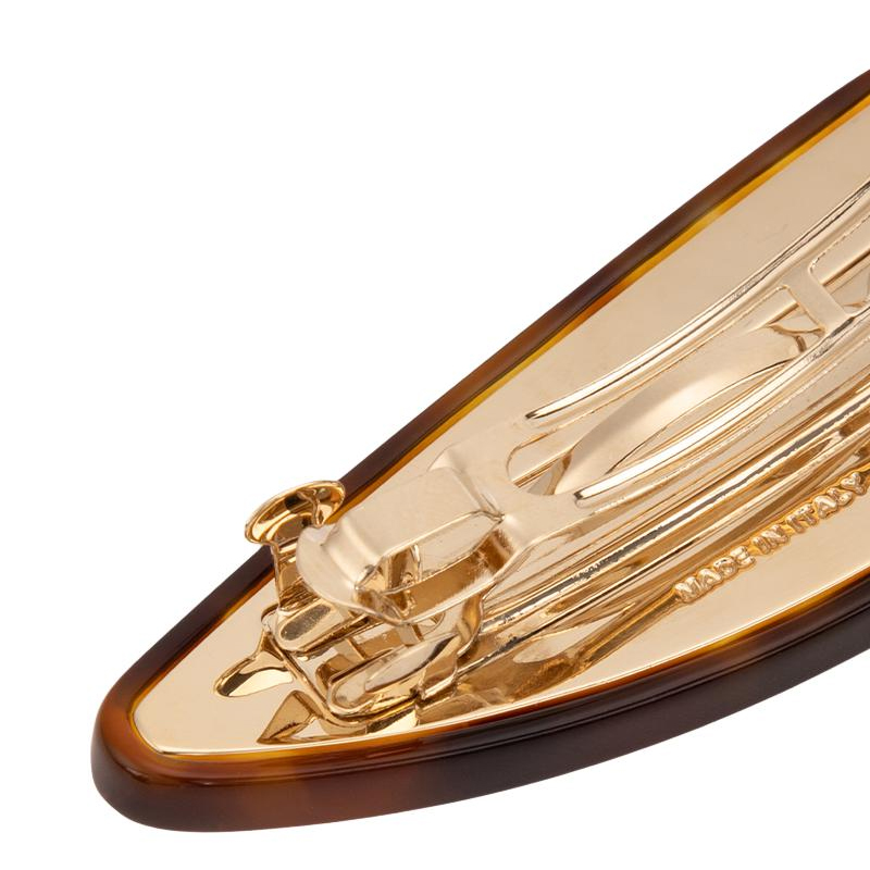 Shop (W) 미우미우 토터스쉘 로고 장식 여성용 헤어클립. 5IF150_2CPX_F03WH