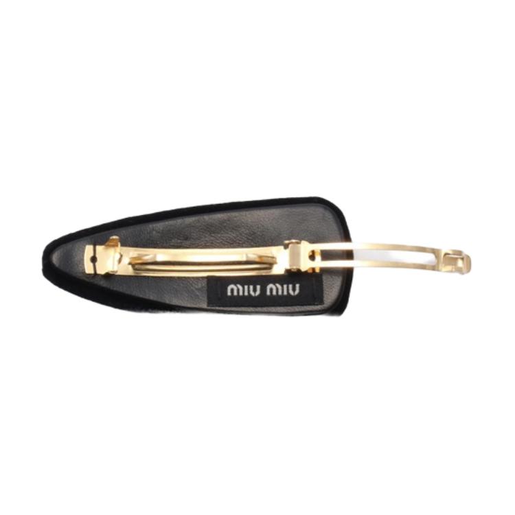 (Women) MIU MIU Trendy Fabric Hair Clip for Women in Black. 5IF092068F0002