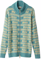Order (W) MIU MIU 綠松石字母鑲嵌拉鍊針織開襟衫. MMF837-138E-F0136-S-OOO