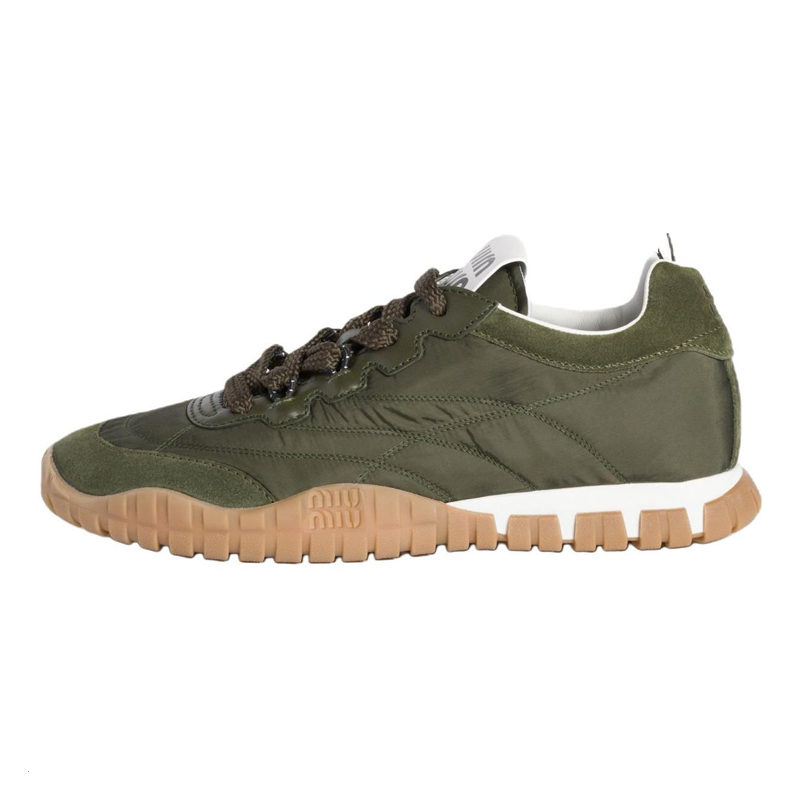 (Women) MIU MIU Tyre Round-Toe Lace-Up Trainers Low-Top Casual Shoes Olive Green 5E417E_ZJM_F0466_F_005