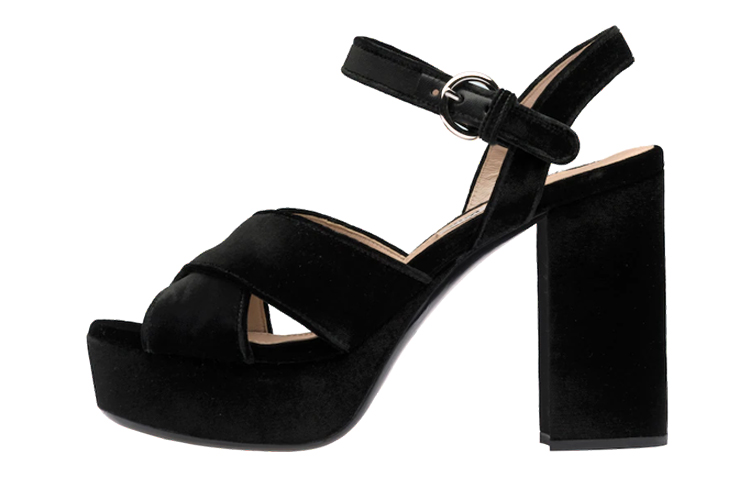(Women) MIU MIU Velvet Leather Platform High Heel Sandal 'Black' 5XP866_068_F0002_F_105