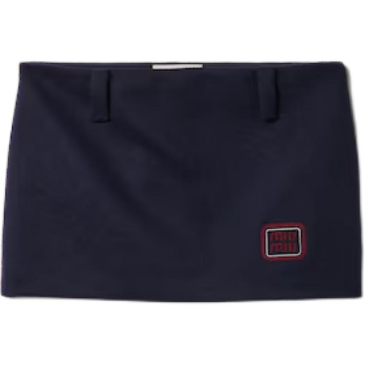 (Women) MIU MIU Velvet Texture Mini Skirt Low-Rise Casual Blue  Holiday Series MG2149-125Q-F0008-S-OOO
