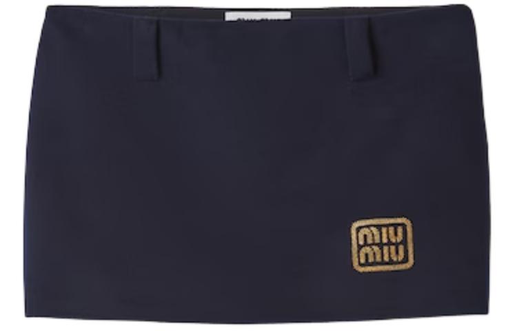 Order (W) ミュウミュウ ベルベット ミニスカート ローライズ カジュアル ブルー ホリデー MG2149-125Q-F0008-S-OOO