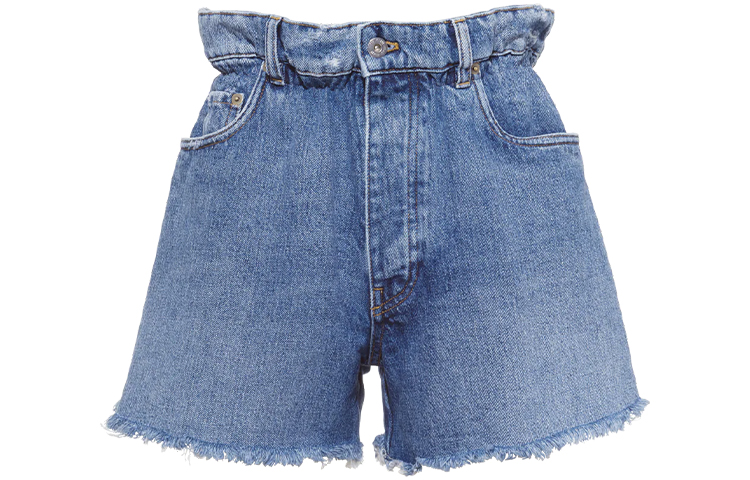(Women) MIU MIU Vintage Washed Denim Shorts Blue Casual Style GWP300-1ZGX-F0013
