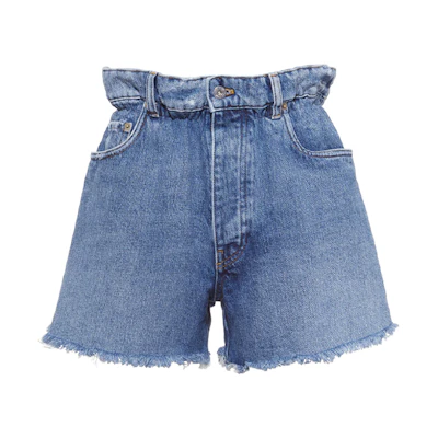 (Women) MIU MIU Vintage Washed Denim Shorts Blue Casual Style GWP300-1ZGX-F0013