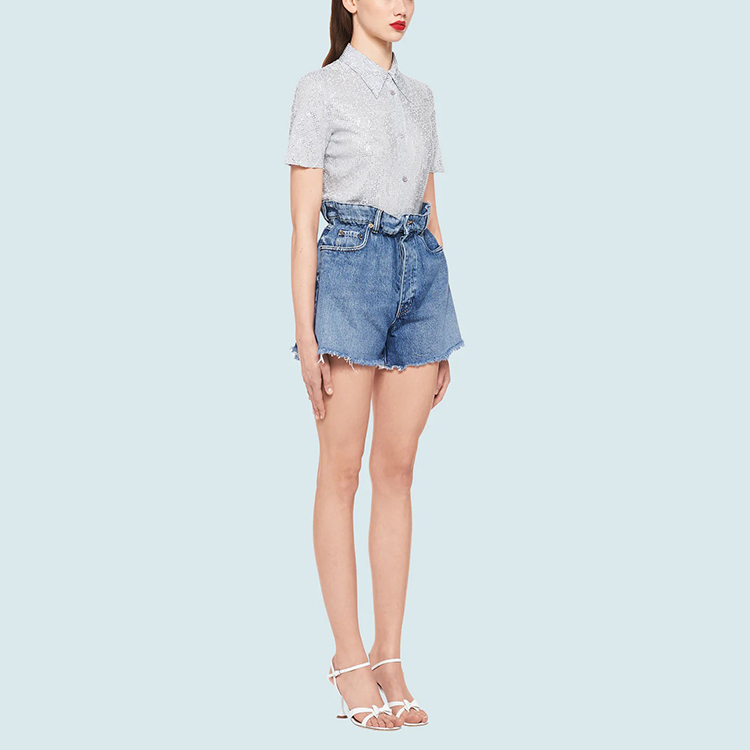 Purchase (W) MIU MIU Pantalones Cortos Denim Lavado Vintage Azul Estilo Casual GWP300-1ZGX-F0013