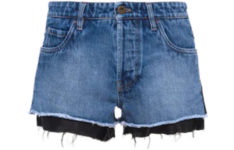 Order (W) Shorts MIU MIU Denim Lavado con Dobladillo Deshilachado Mujer - Jeans Azul GWP449-12IK-F0008