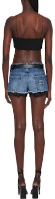 (Women) MIU MIU Washed Denim Frayed Hem Button Shorts Women - Blue Jeans GWP449-12IK-F0008 Shop (Women) MIU MIU Washed Denim Frayed Hem Button Shorts Women - Blue Jeans GWP449-12IK-F0008
