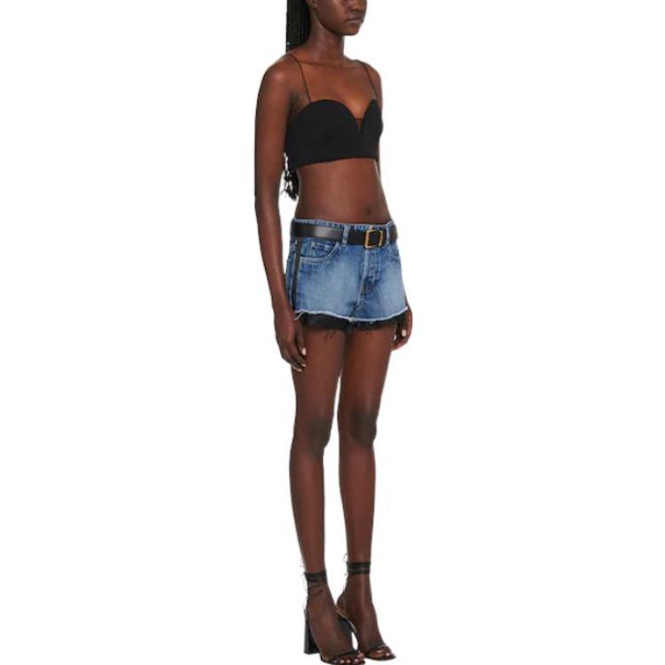 Purchase (W) Shorts MIU MIU Denim Lavado con Dobladillo Deshilachado Mujer - Jeans Azul GWP449-12IK-F0008