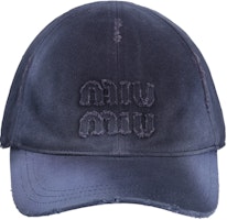 (Women) MIU MIU Washed Fabric Blue Baseball Cap 5HC2742CRZ (Women) MIU MIU Washed Fabric Blue Baseball Cap 5HC2742CRZ