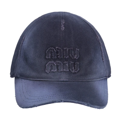 (Women) MIU MIU Washed Fabric Blue Baseball Cap 5HC2742CRZ