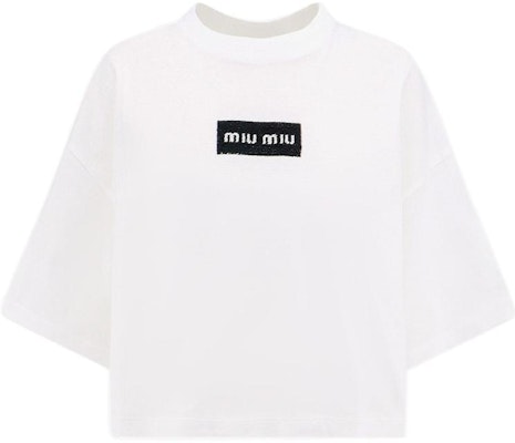 (Women) MIU MIU White FW23 Oversized Letter Knit Short Sleeve T-Shirt. MJN385-14AT-F0009-S-232 Order (Women) MIU MIU White FW23 Oversized Letter Knit Short Sleeve T-Shirt. MJN385-14AT-F0009-S-232