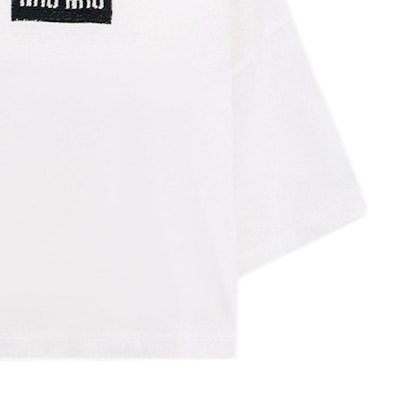 (Women) MIU MIU White FW23 Oversized Letter Knit Short Sleeve T-Shirt. MJN385-14AT-F0009-S-232 Cheap (Women) MIU MIU White FW23 Oversized Letter Knit Short Sleeve T-Shirt. MJN385-14AT-F0009-S-232