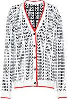 Order (W) MIU MIU 白色針織開衫 全版Logo印花與鈕扣設計。 MMF198-1V8XF-0304
