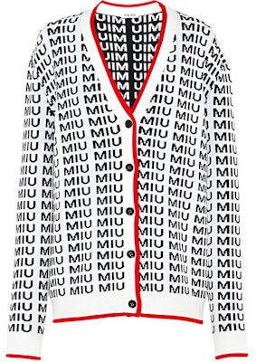 (W) MIU MIU Kardigan Putih Rajut dengan Cetakan Logo dan Butang. MMF198-1V8XF-0304 Order (W) MIU MIU Kardigan Putih Rajut dengan Cetakan Logo dan Butang. MMF198-1V8XF-0304