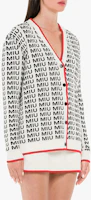Purchase (W) MIU MIU 白色針織開衫 全版Logo印花與鈕扣設計。 MMF198-1V8XF-0304