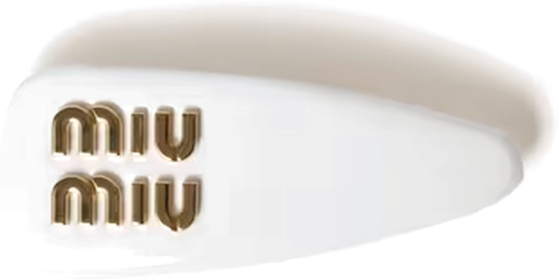 (W) 미우미우 여성용 화이트 가죽 3D 로고 헤어 클립 5IF092_069_F0009 Order (W) 미우미우 여성용 화이트 가죽 3D 로고 헤어 클립 5IF092_069_F0009