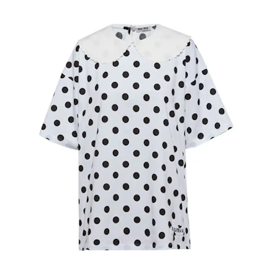 (Women) MIU MIU White Printed Knit Short-Sleeve T-Shirt Regular Fit MJN311-1ZF4-F0964