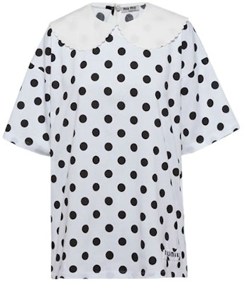 (W) MIU MIU Camiseta Blanca de Punto con Diseño, Manga Corta y Ajuste Regular. MJN311-1ZF4-F0964 Order (W) MIU MIU Camiseta Blanca de Punto con Diseño, Manga Corta y Ajuste Regular. MJN311-1ZF4-F0964