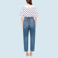 Shop (W) MIU MIU 白色印花針織短袖T恤 常規版型 MJN311-1ZF4-F0964
