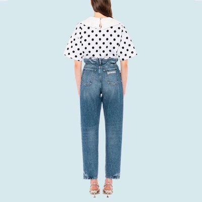 (W) MIU MIU Camiseta Blanca de Punto con Diseño, Manga Corta y Ajuste Regular. MJN311-1ZF4-F0964 Shop (W) MIU MIU Camiseta Blanca de Punto con Diseño, Manga Corta y Ajuste Regular. MJN311-1ZF4-F0964