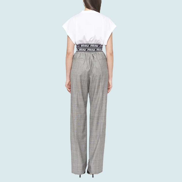 Shop (W) MIU MIU 白色无袖宽松字母印花短款上衣T恤。 MJT632-1YIA-F0009