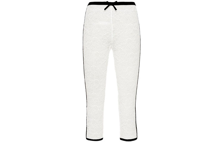Order (Women) MIU MIU White Stretch Knit Lace Cropped Casual Pants. MJP229-2W0-F0009