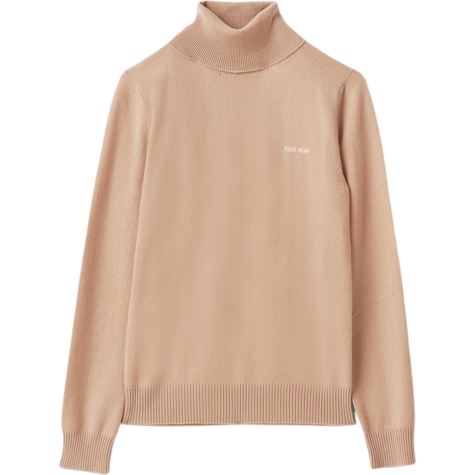 (Women) MIU MIU Women’s Beige Turtleneck Long Sleeve Sweater MMR425-13S1-F0627