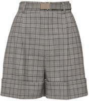 (Women) MIU MIU Women’s Gray Plaid Tie-Waist Straight Casual Shorts. MP1461-087-F0002 (Women) MIU MIU Women’s Gray Plaid Tie-Waist Straight Casual Shorts. MP1461-087-F0002