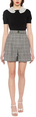 (W) MIU MIU Shorts Mujer Grises Cuadros Cintura Lazo Rectos Casual. MP1461-087-F0002 Lookbook (W) MIU MIU Shorts Mujer Grises Cuadros Cintura Lazo Rectos Casual. MP1461-087-F0002
