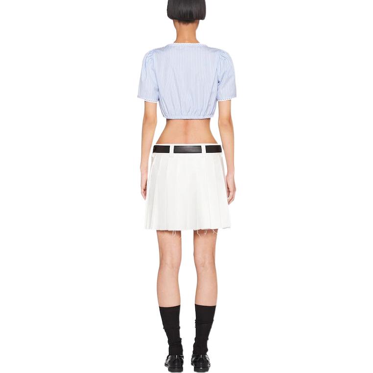 (Women) MIU MIU Women’s SS22 Colorblock Striped Crew Neck Short Sleeve T-Shirt Blue MT1767-1XOA-F0076 圖 4