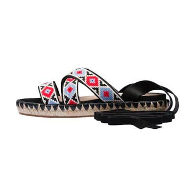 (W) MIU MIU Woven Ribbon Sandals 'Red Blue'