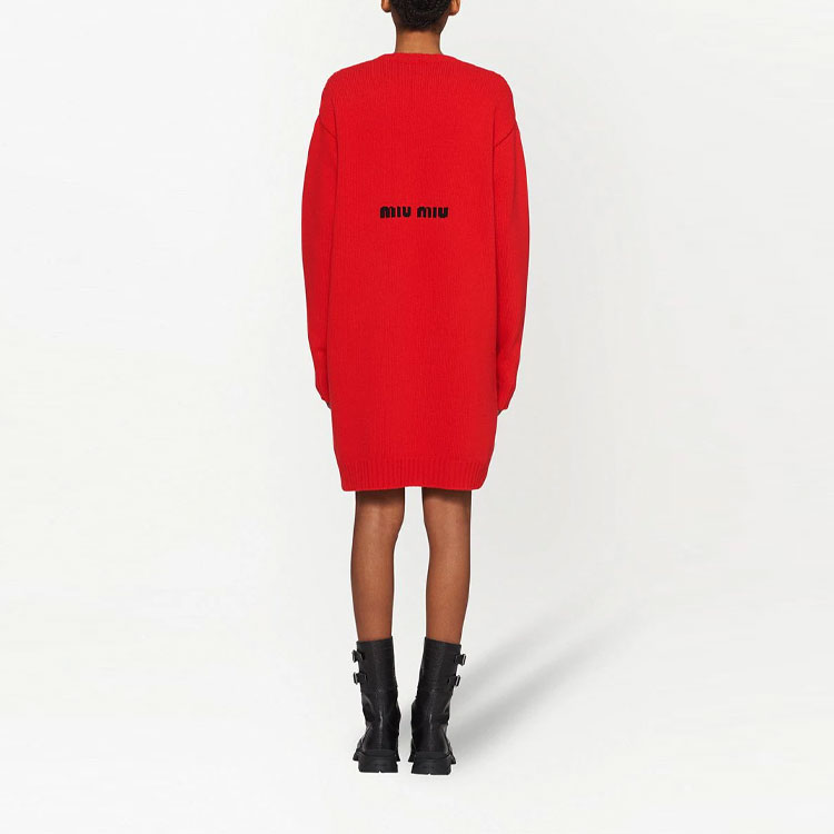 Shop (W) MIU MIU x 迪士尼米奇红色针织毛衣卡通长袖连衣裙女款 MMA709-1ZAN-F0011