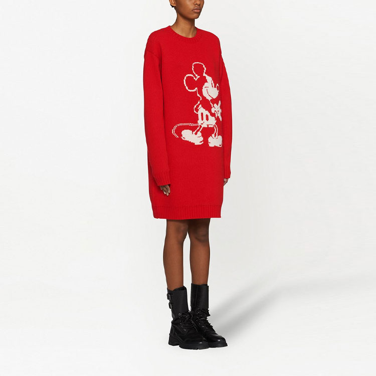 Purchase (W) MIU MIU x 迪士尼米奇红色针织毛衣卡通长袖连衣裙女款 MMA709-1ZAN-F0011
