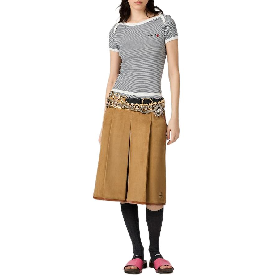 Lookbook (W) MIU MIU x Petit Bateau 條紋針織短袖上衣 藍/白 女款 MJN563-161J-F0UB0-S-OOO