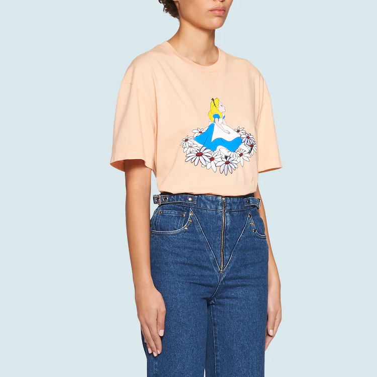 Shop (W) MIU MIU Kuning Kaos Rajut Lengan Pendek Regular Fit Crewneck Katun MJN195-1WHU-F0075