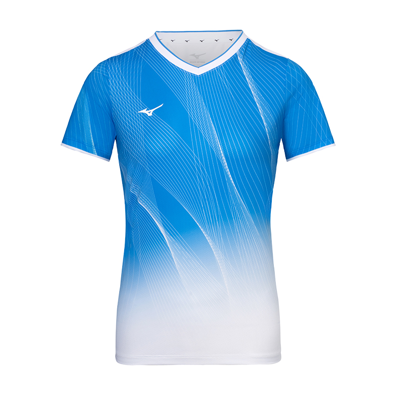 (Women) Mizuno Breathable Quick-Dry Badminton Shirt - Light Blue/Orange/Purple 72CA42Z1