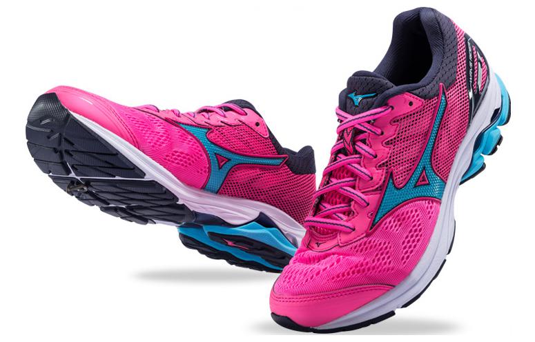 Sizing (W) 美津浓Wave Rider 21粉蓝配色跑鞋 J1GD180323