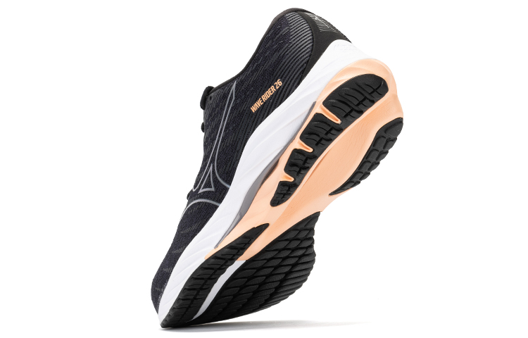 Details for Mizuno Wave Rider 26 耐磨輕便 低筒 跑步鞋 女款 粉黑