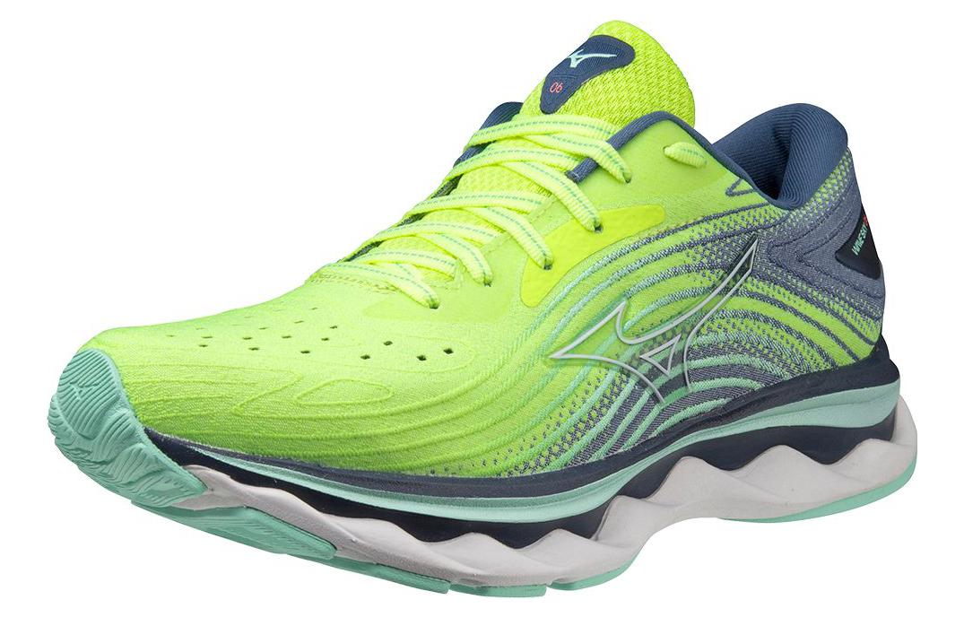 Lookbook Mizuno Wave Sky 6 低筒 跑步鞋 女式 綠灰