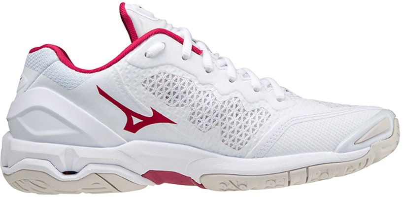 Mizuno Wave Stealth V 透氣耐磨減震手球鞋 女款 白紅 Order Mizuno Wave Stealth V 透氣耐磨減震手球鞋 女款 白紅