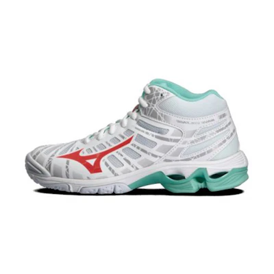 (W) Mizuno Wave Voltage Mid 'White Green Red'