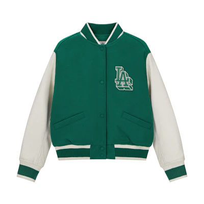 (Women) MLB 23FW Green Los Angeles Dodgers College Style Baseball Jacket 3FJPV0134-07GNL