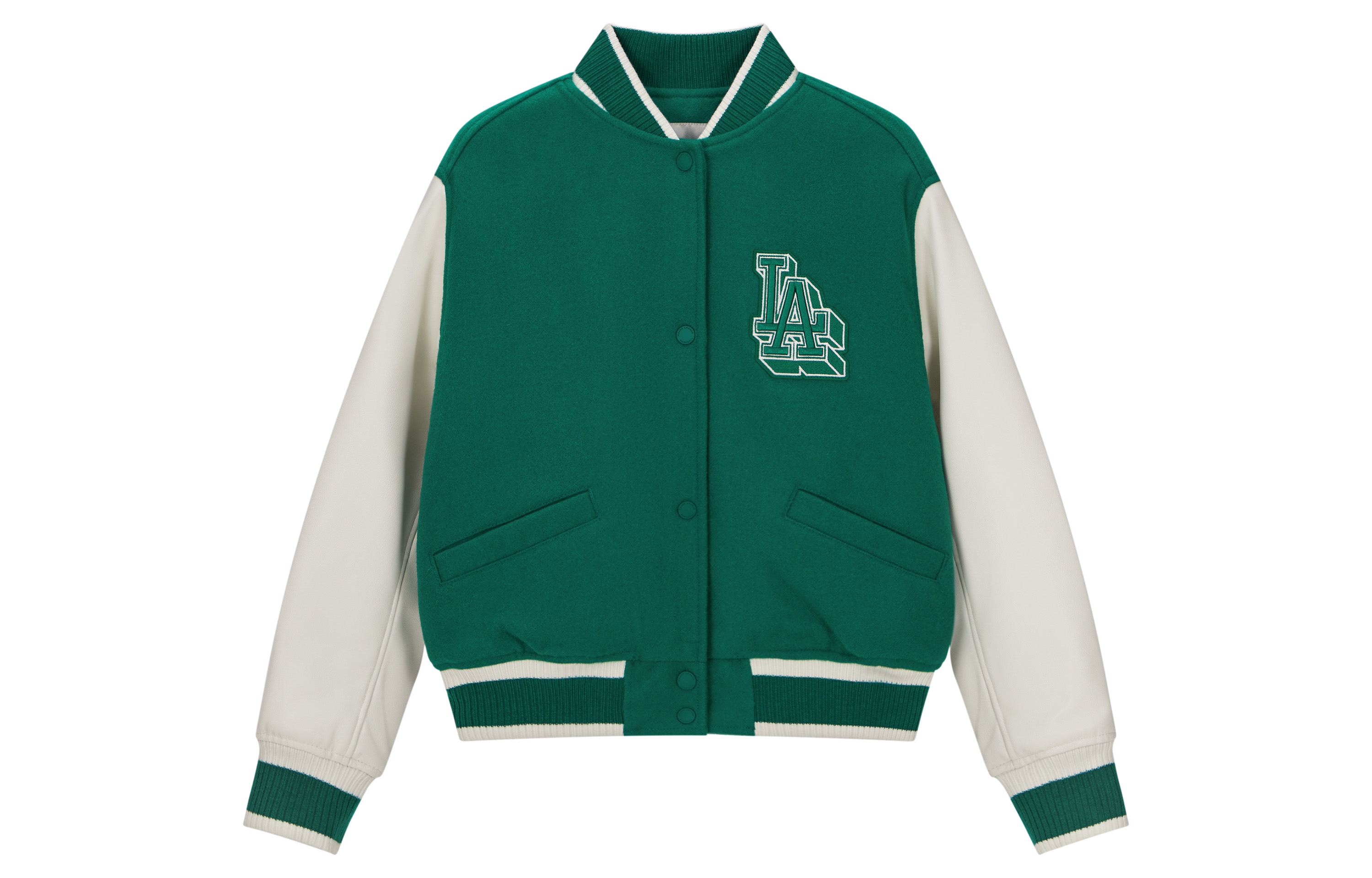 Order (W) MLB 23FW Jaket Baseball Hijau Los Angeles Dodgers Gaya College. 3FJPV0134-07GNL