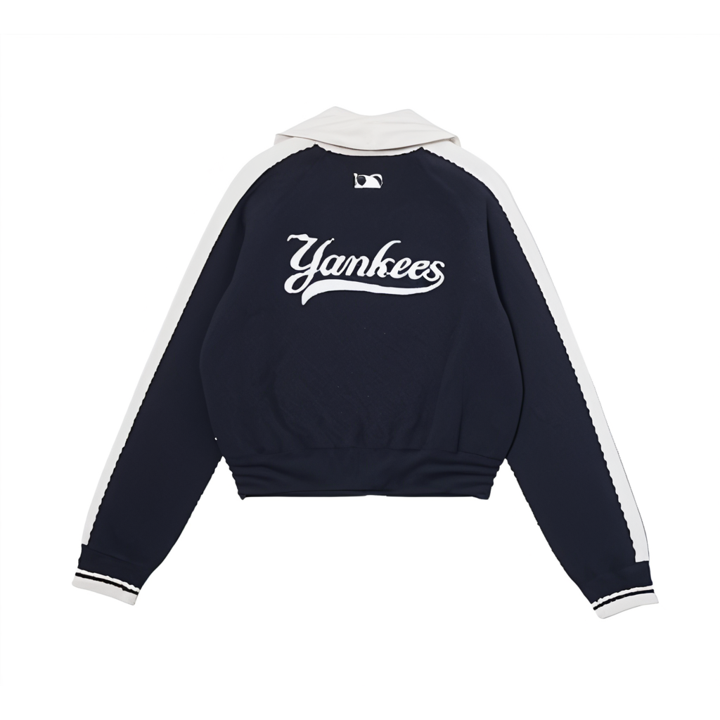 Lookbook (Women) MLB  Black Quarter-Zip Pullover Sweatshirt with Logo and Collegiate Style 3FKPV0444-50BKS