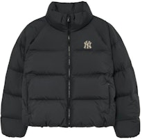 (Women) MLB Black Solid Color Puffer Jacket with High Collar and Long Sleeves. 3FDJB0136-50BKS (Women) MLB Black Solid Color Puffer Jacket with High Collar and Long Sleeves. 3FDJB0136-50BKS